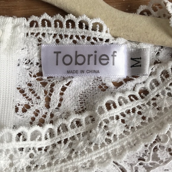 Amazon Tobrief Sheer Lace  Peplum Blouse White - Picture 6 of 10